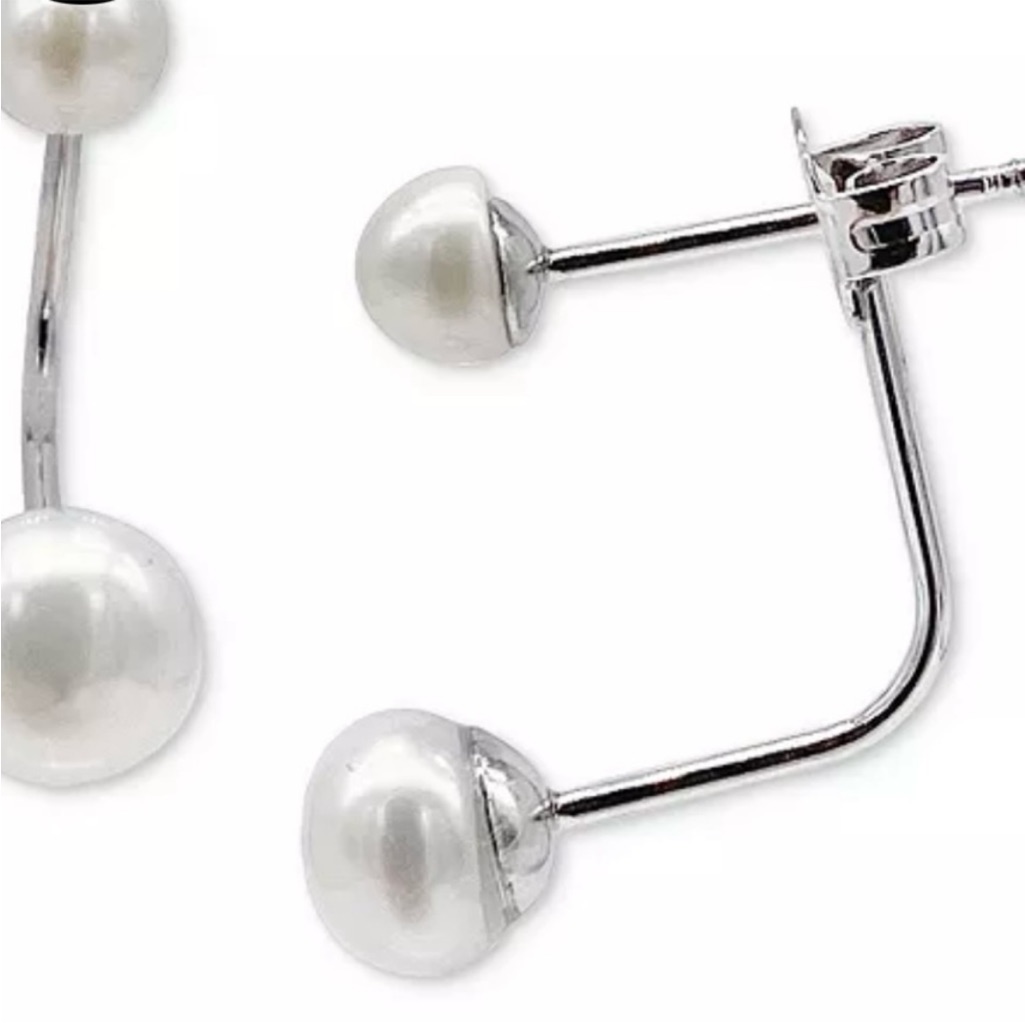 Nwt Adornia Sterling Silver 4-6mm Freshwater Pearl Jacket Earrings 85$